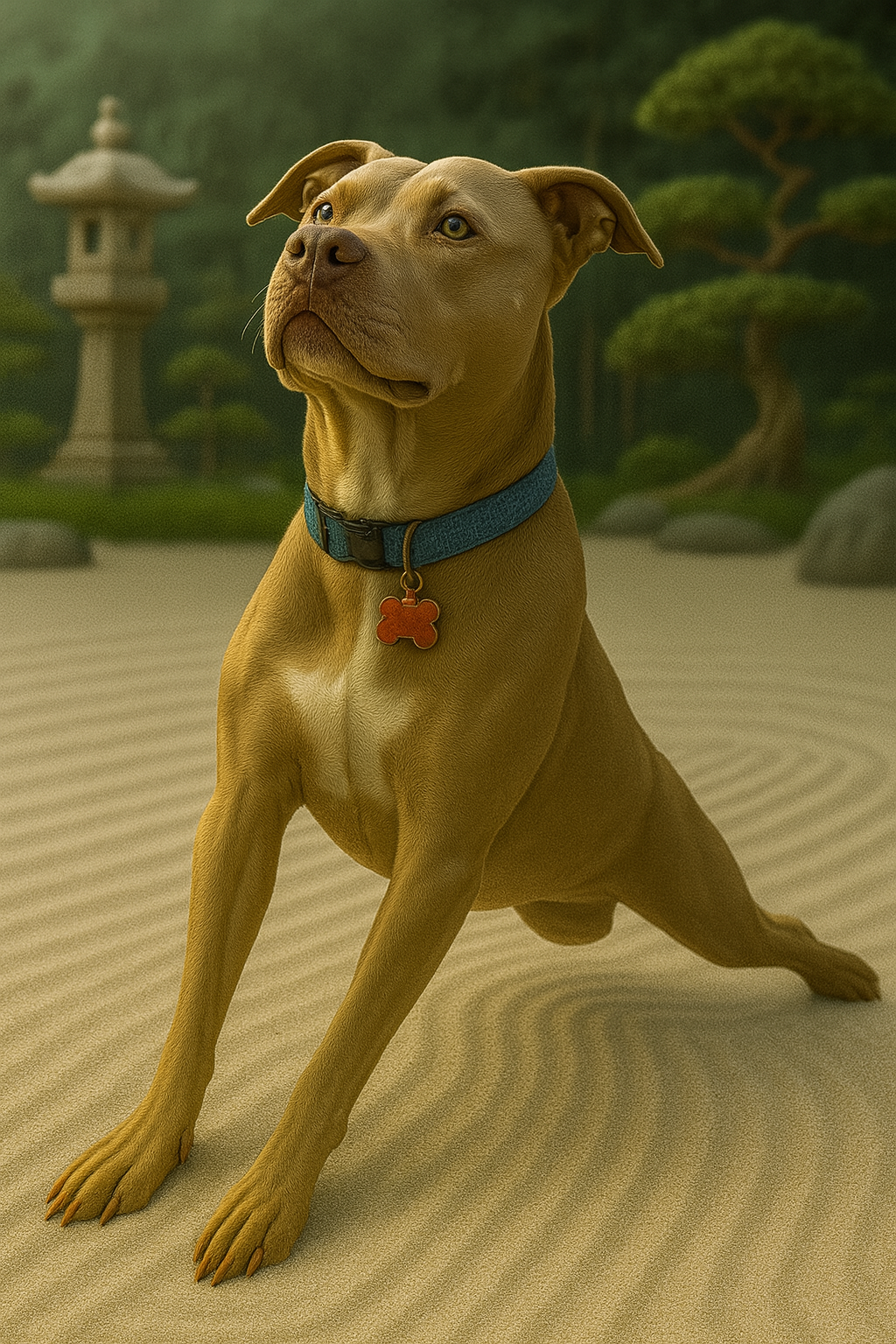 Trip three-legged dog pose thumbnail.